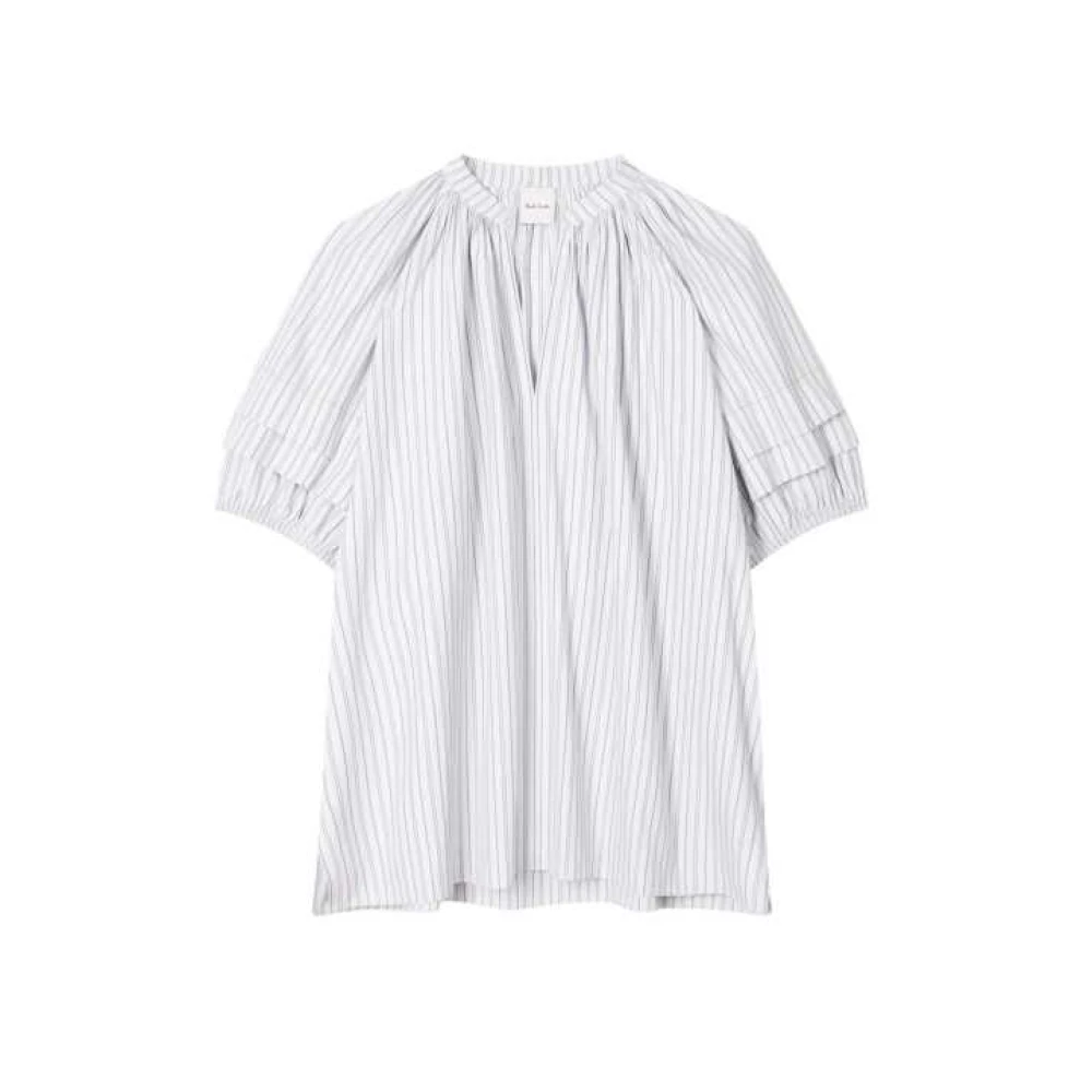 Paul Smith Vrouw Grijs Overhemden Dames, 2XS, Katoen, Gestreept Tuniek Met Ballonmouwen