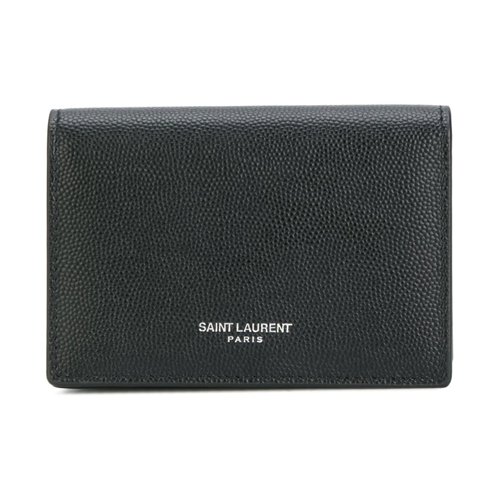 Saint Laurent Svart Grain de Poudre Läder Korthållare Black, Herr