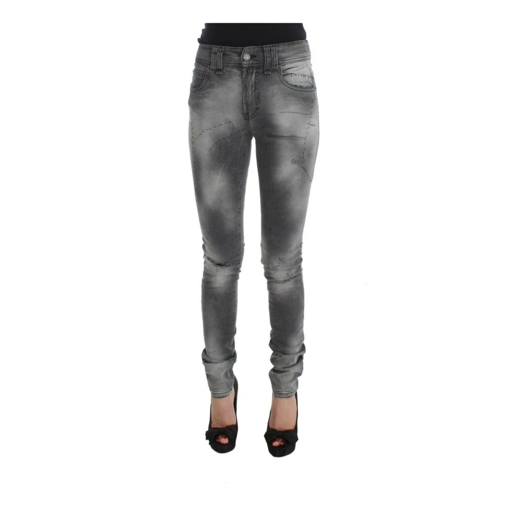 John Galliano Elegante Grijze Slim Fit Designer Jeans Gray Dames