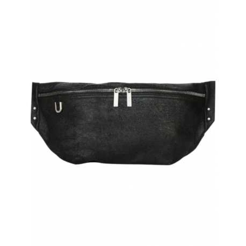 Rick Owens Zwarte leren heuptas van met zakken met ritssluiting Black Unisex