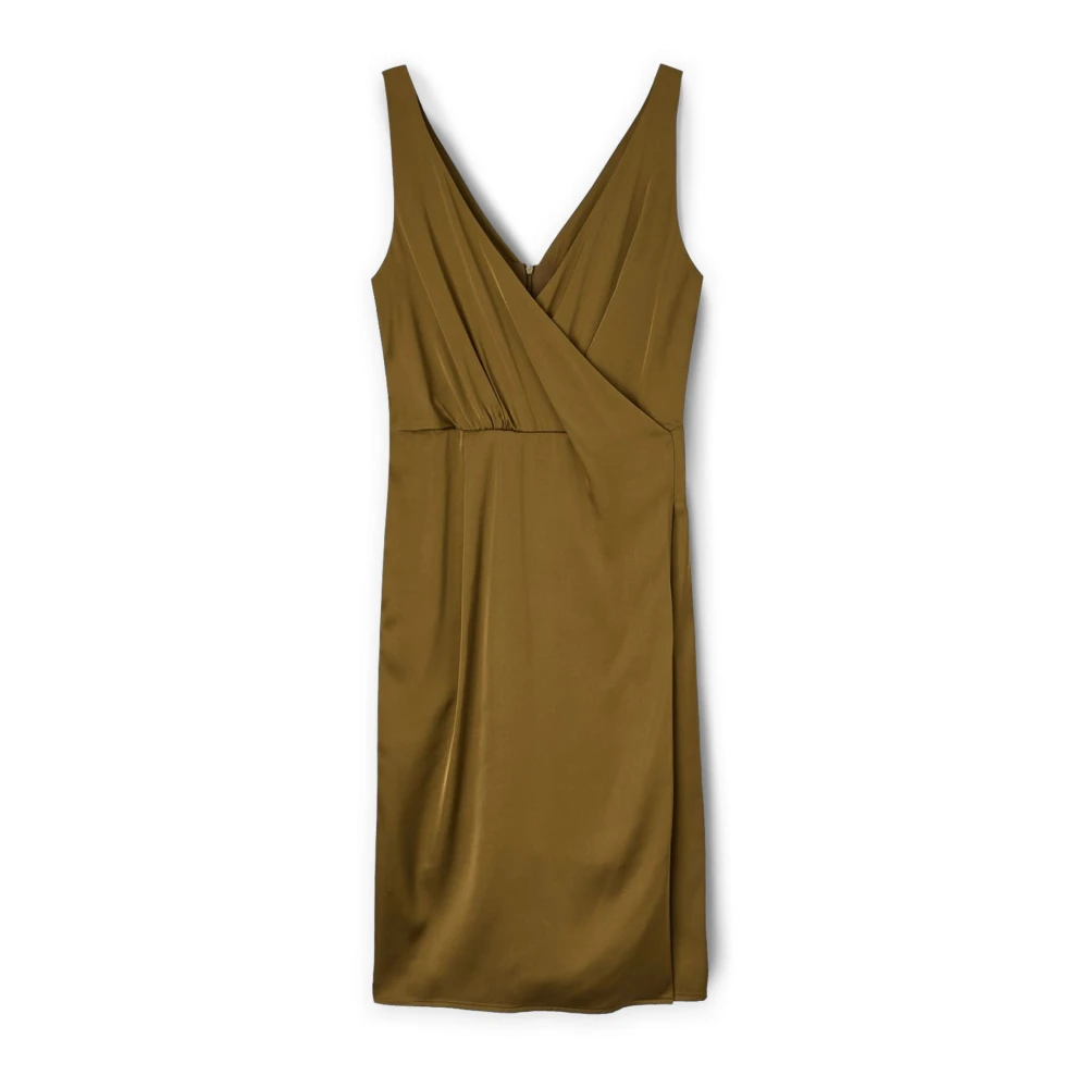Motivi Donna Verde - Abito Corto In Raso Con Scollo Incrociato - Dresses - L
