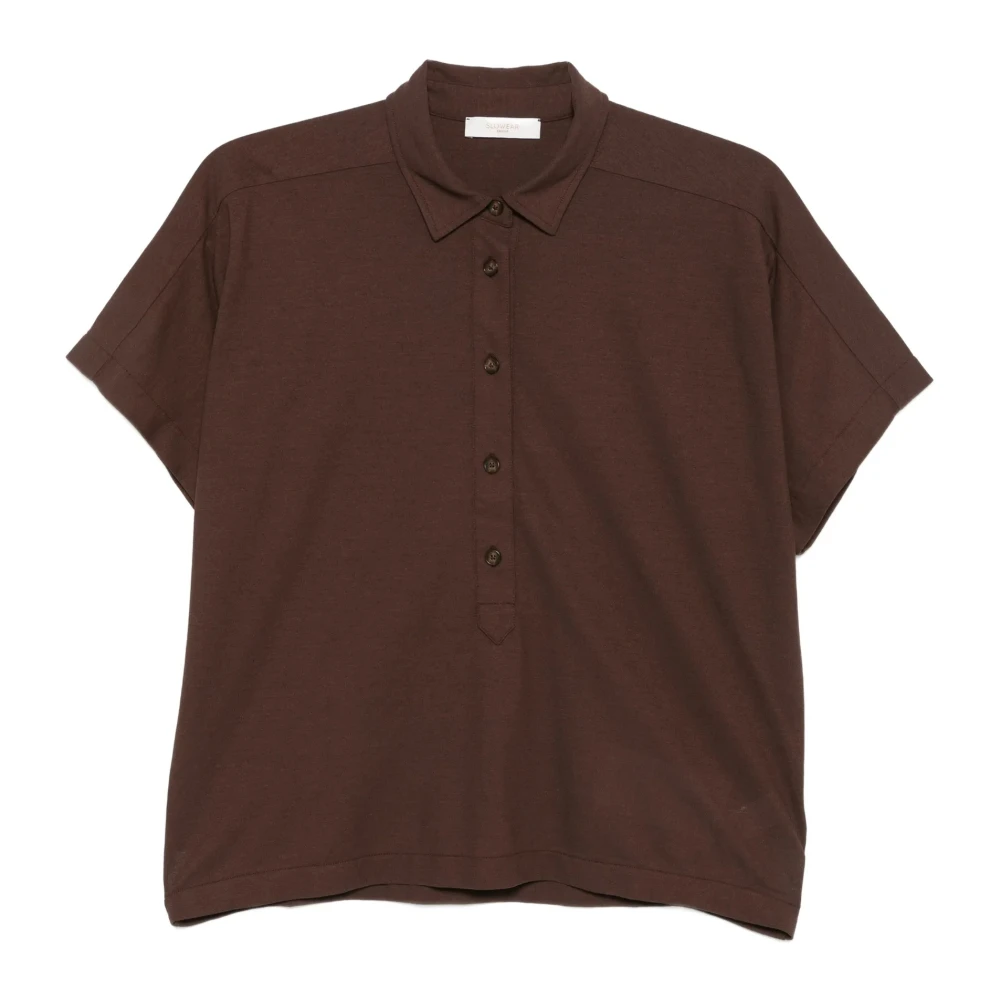 Zanone Vrouw Bruin Tops Dames, S, Katoen, V Polo Mc
