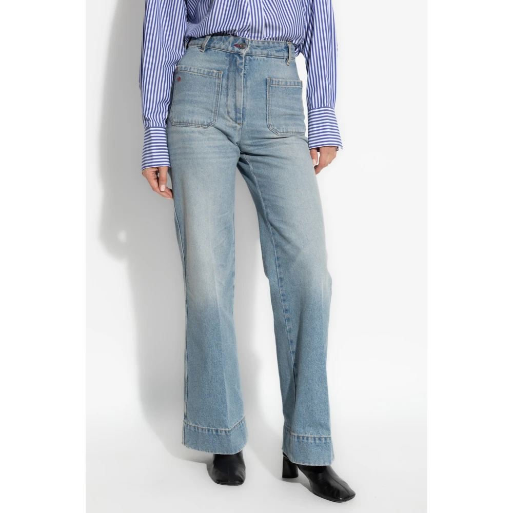 Victoria Beckham Jeans met logo Blue Dames