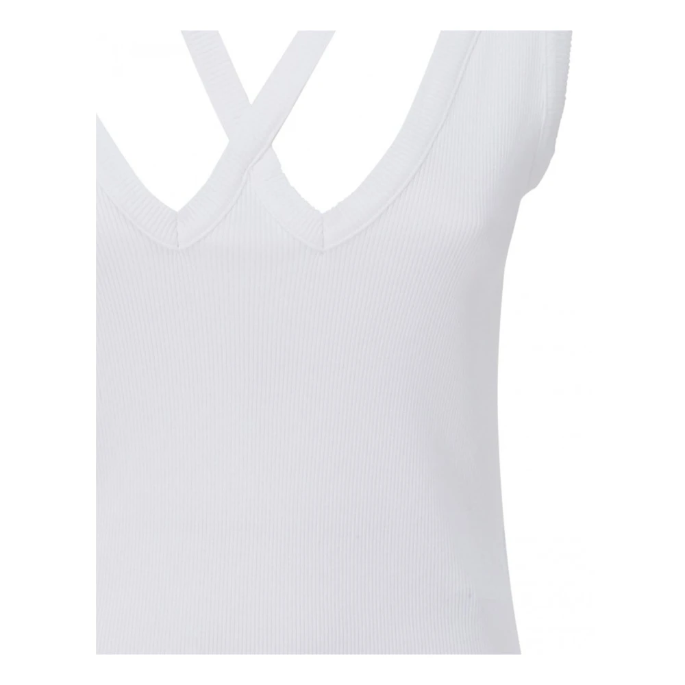 MM6 Maison Margiela Geribbelde katoenen top zonder mouwen White Dames