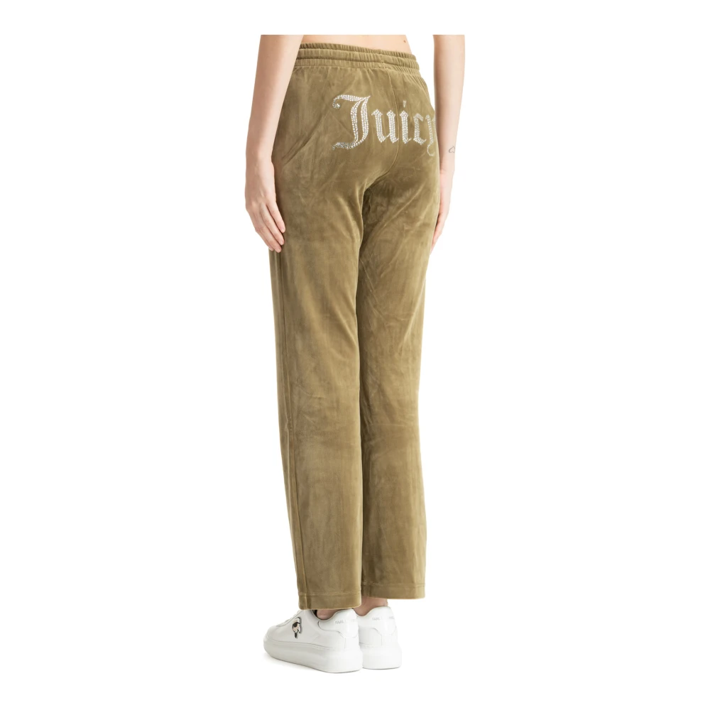Juicy Couture Middelhoge Taille Koord Sweatpants met Swarovski Green Dames