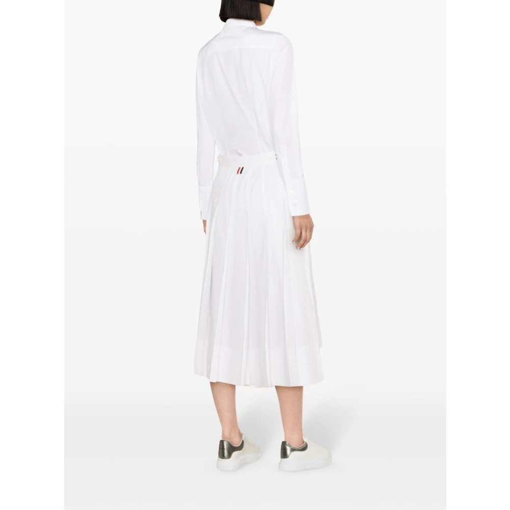 Thom Browne Witte Katoenen Overhemdjurk met Tricolor Strepen White Dames