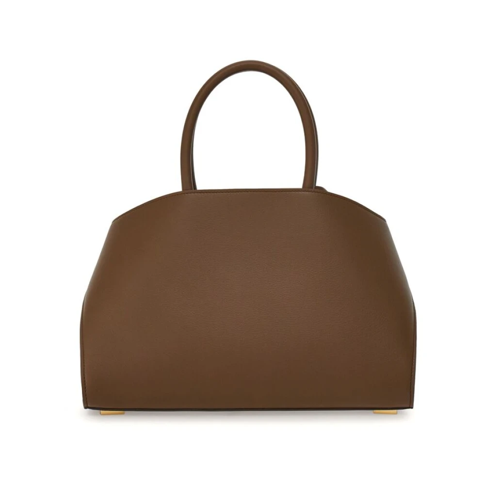 Salvatore Ferragamo Taupe Leren Handtas met Gancini Slot Brown Dames