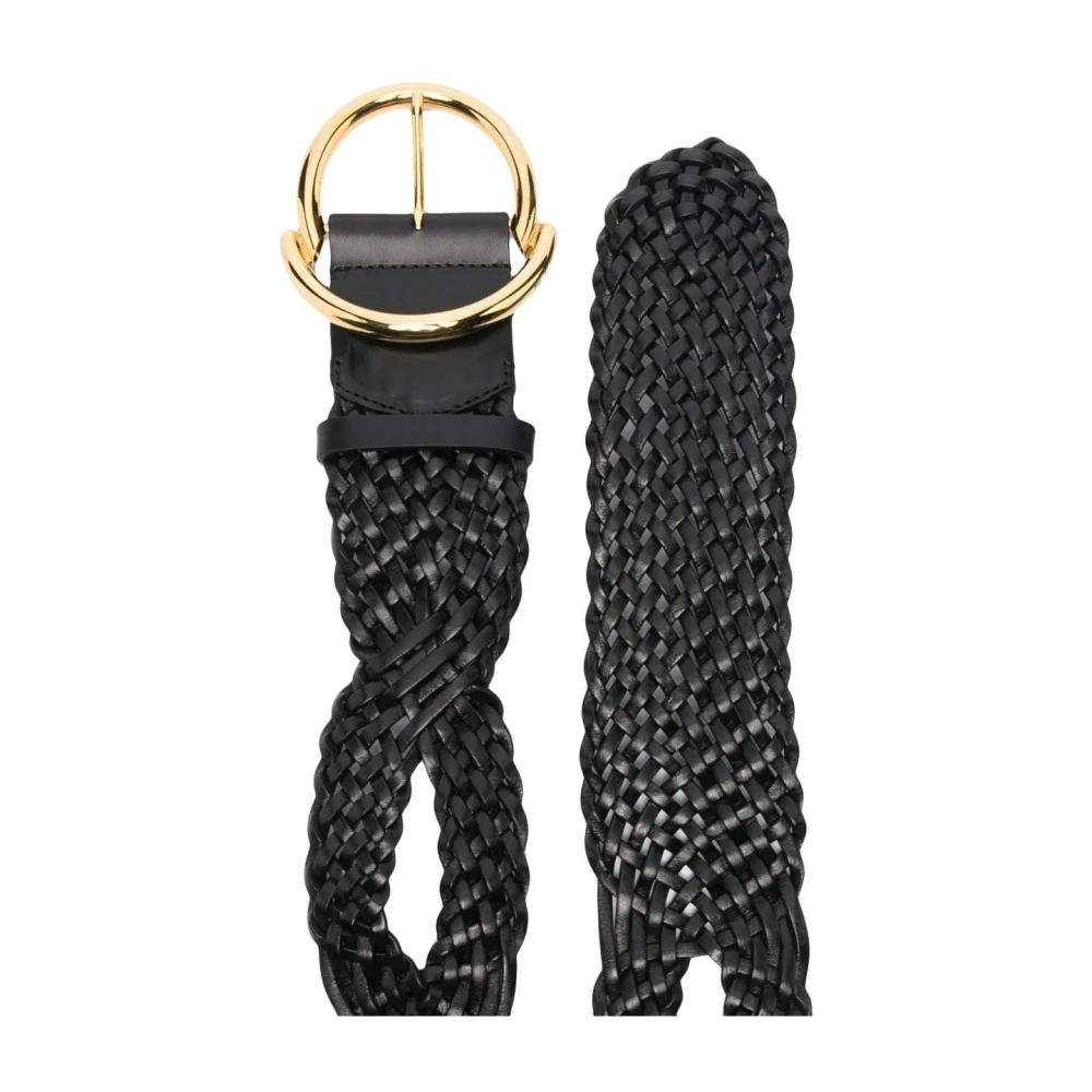 ETRO Gevlochten leren riem met gesp Black Dames