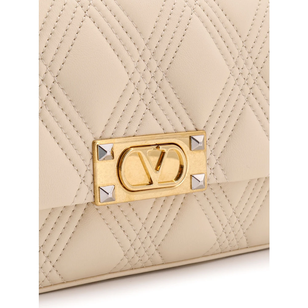Valentino Garavani Diamantgestikte leren schoudertas Beige Dames