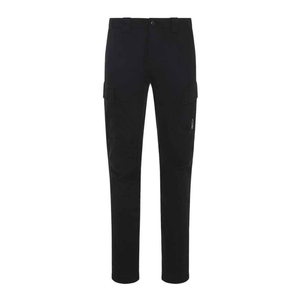 C.p. Company Men's Black Stretch Sateen Ergonomic Cargo Pants