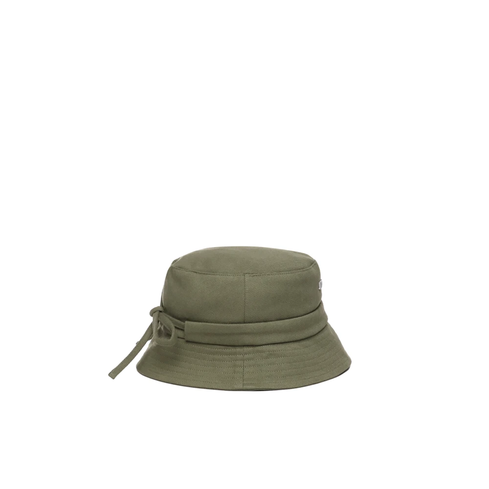 Jacquemus Khaki Bucket Hat met Metalen Logo Green Dames