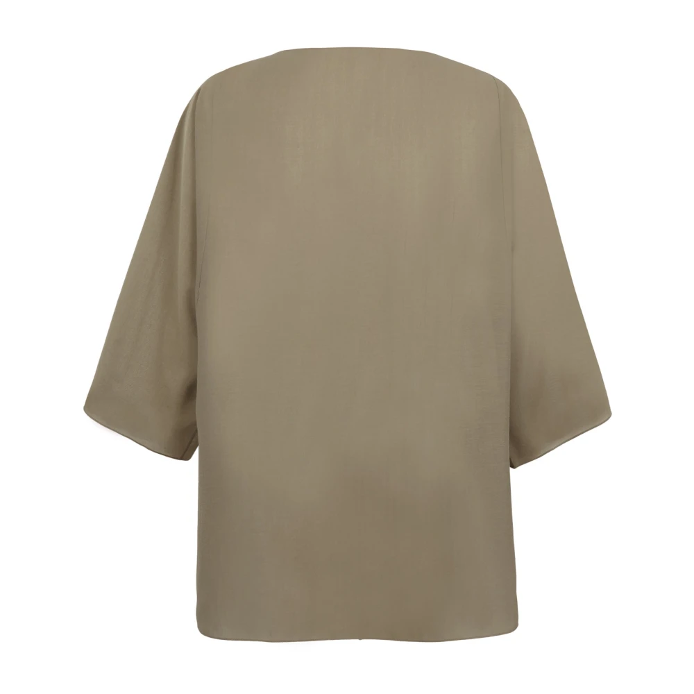 Cortana Zon khaki groene katoenen voile overhemd Green Dames