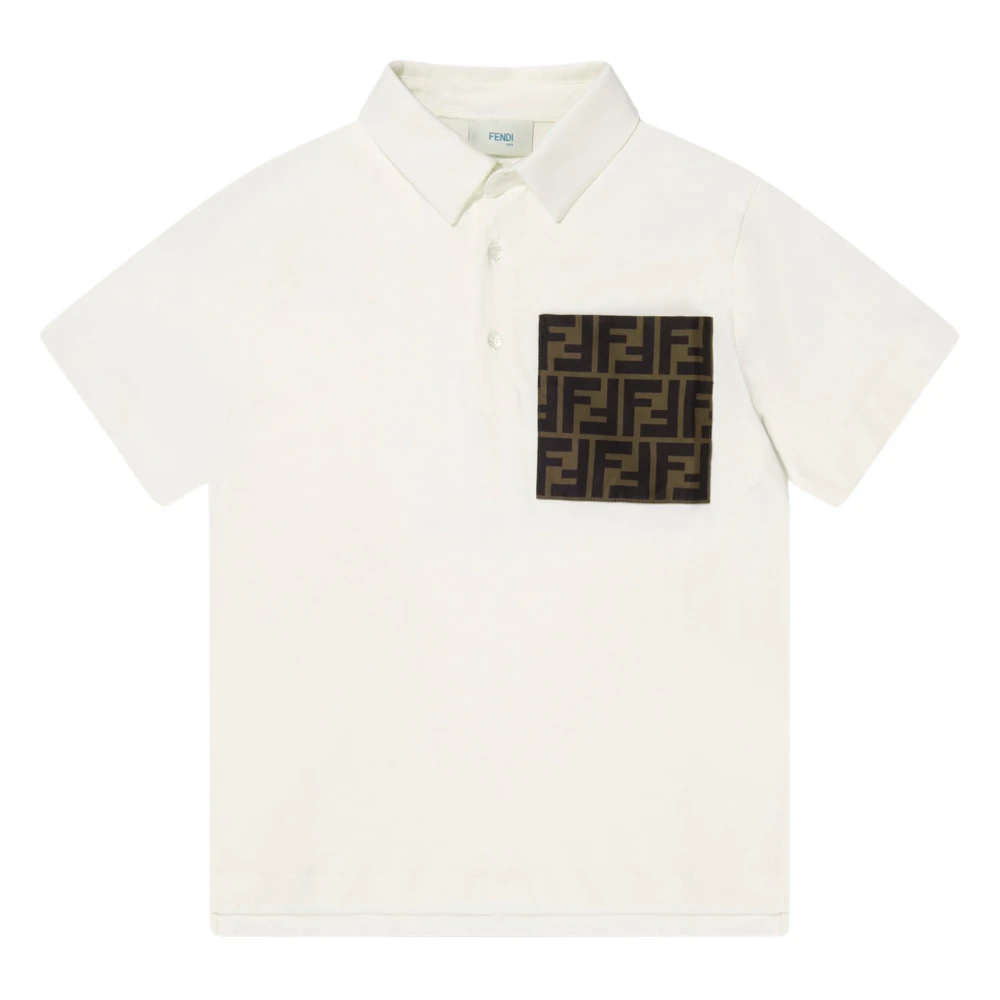 Fendi Men's Beige Ff Logo Pocket Polo Shirt