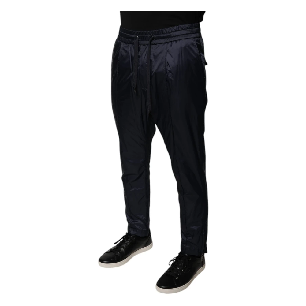 Dolce & Gabbana Blauwe Skinny Trekkoord Sweatpants Blue Heren