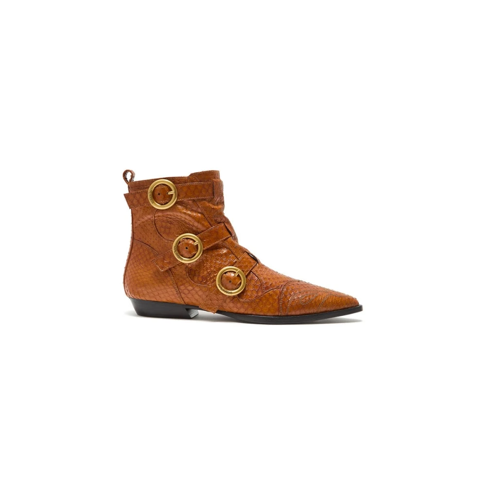 Maliparmi Vrouw Geel Schoenen Dames, 41 Eu, Leer, Exotic Stripes Ankle Boot