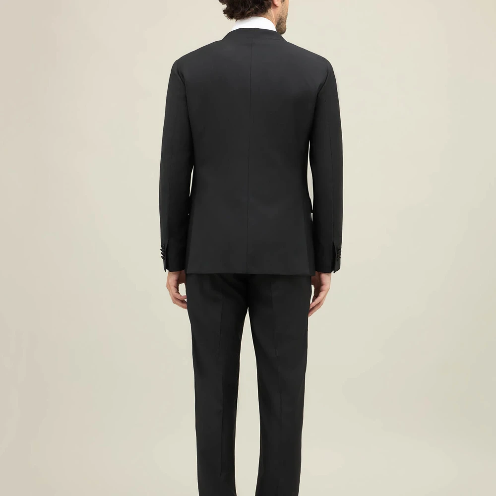 Boglioli Virgin Wool Satin Milano Tuxedo Suit Black Heren