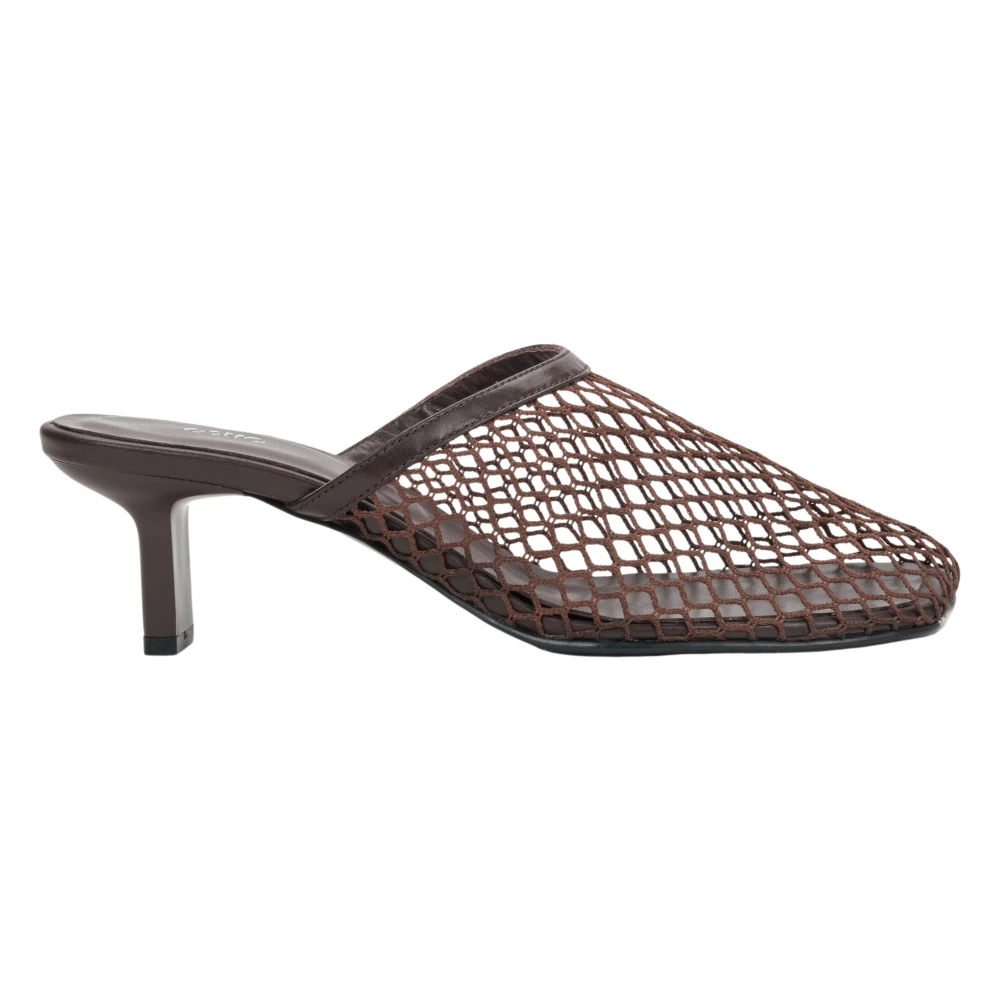 Estro Brown Heeled Mules, Female, 4 Uk, Perforated Mule Sandals