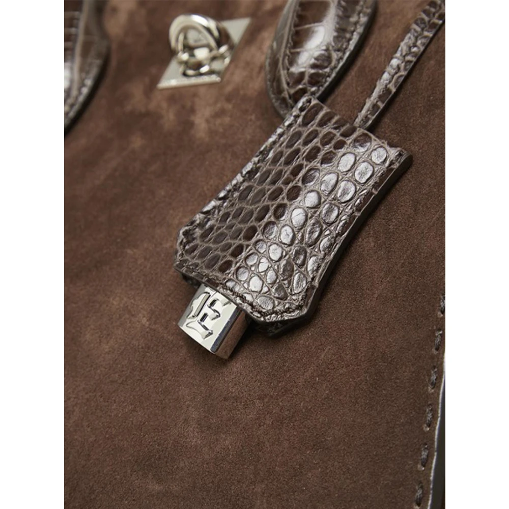 Ermanno Scervino Bruine suède Maggie tas met krokodillenprint details Brown Dames