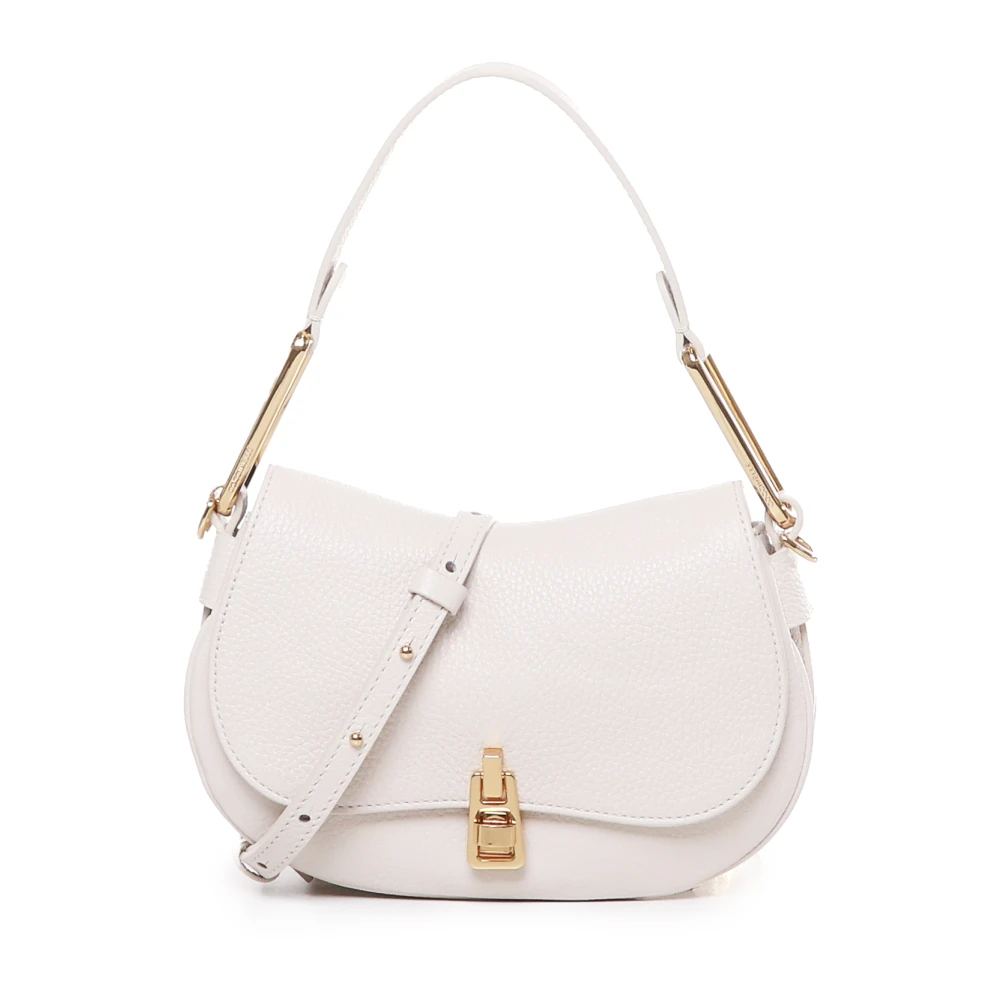 Coccinelle Witte Draaibare Sluiting Handtas 100% Runderhuid White Dames