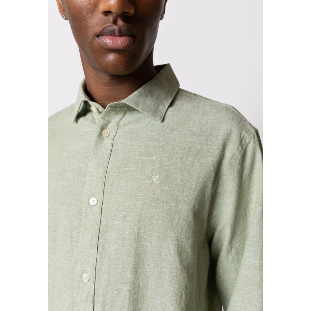 Clean Cut Katoen Linnen Shirt voor Casual Look Green Heren