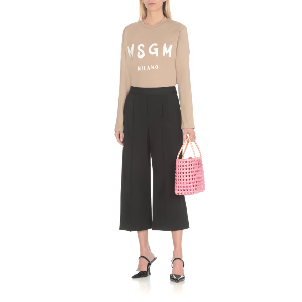 Msgm Cropped Trousers Black Dames