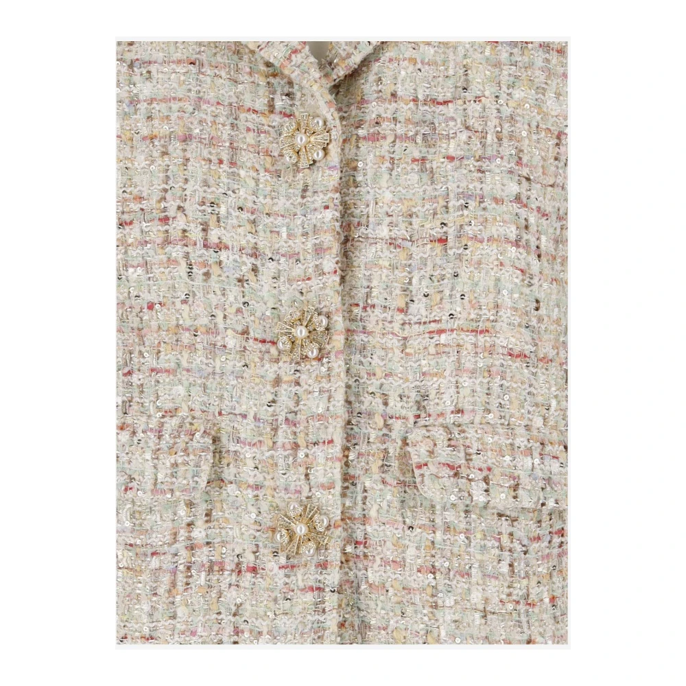Self Portrait Bouclé Fabric Jewel Button Jacket Multicolor Dames
