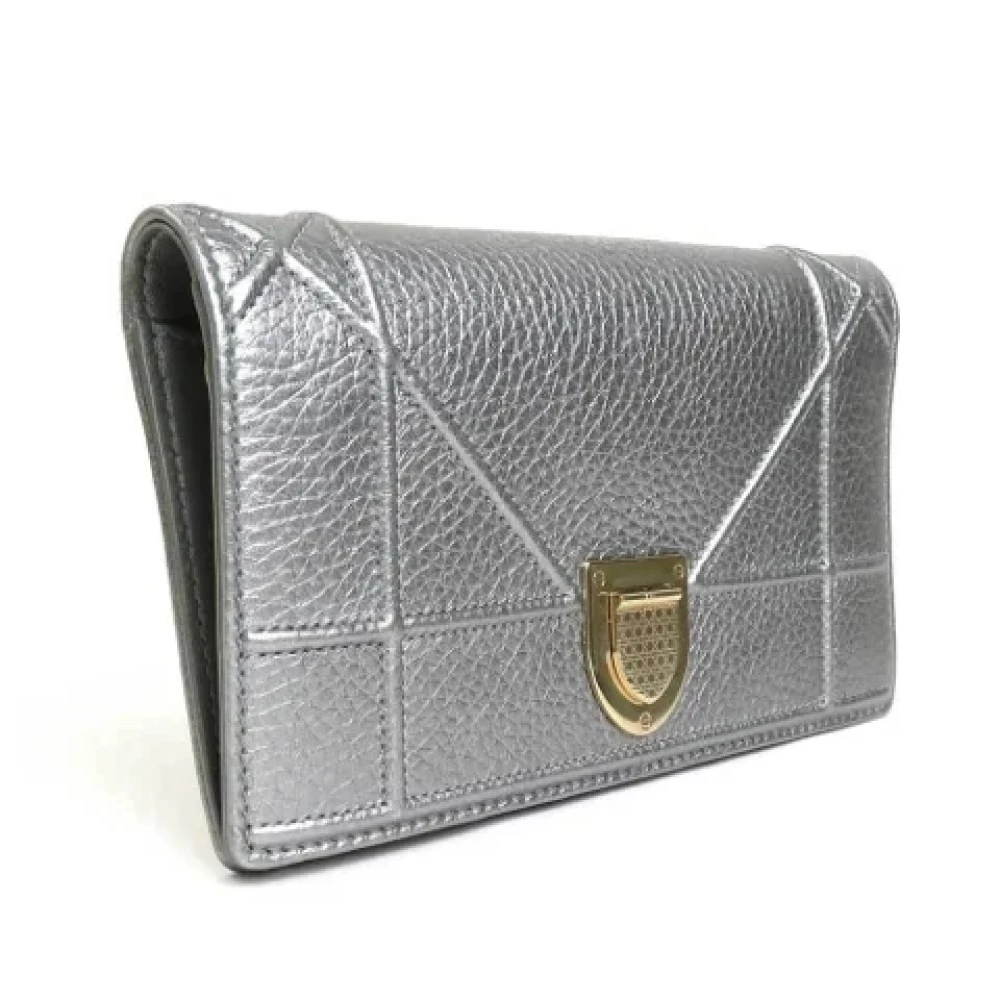Dior Vintage Pre-owned Leather wallets Gray Dames