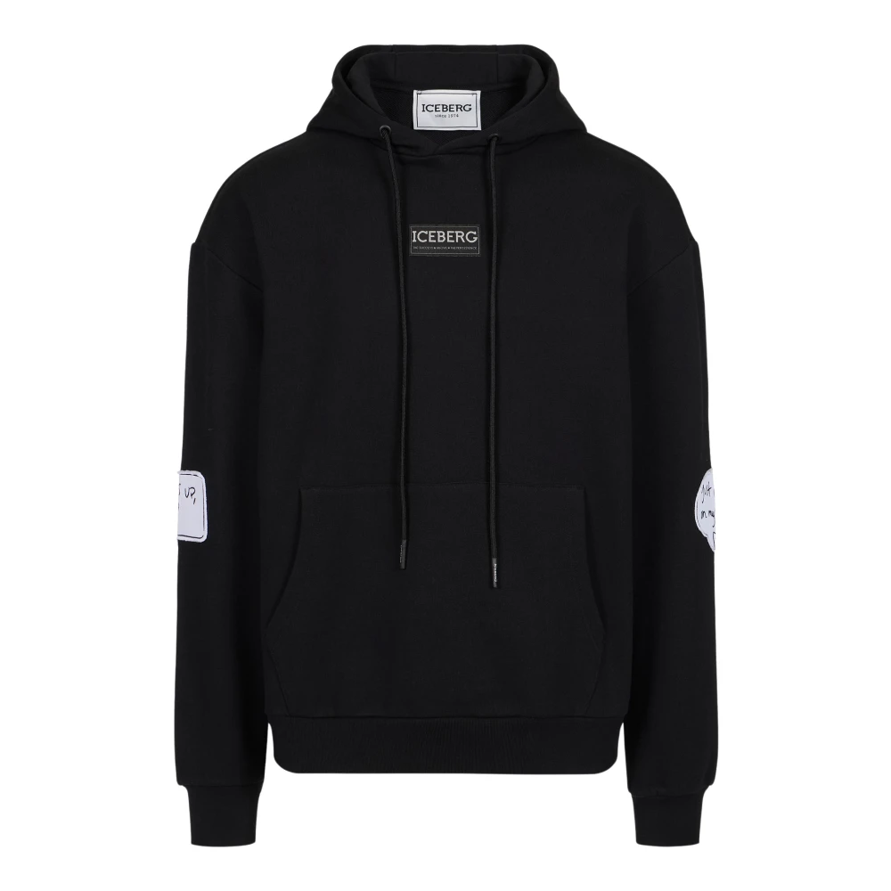 Iceberg Zwarte regular fit hoodie met Looney Tunes print en logo label Black Heren