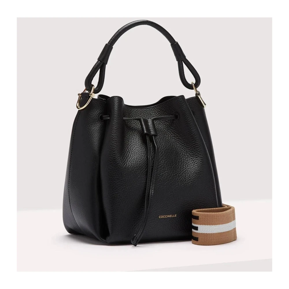 Coccinelle Zwarte Leren Crossbody Tas met Verstelbare Band Black Dames