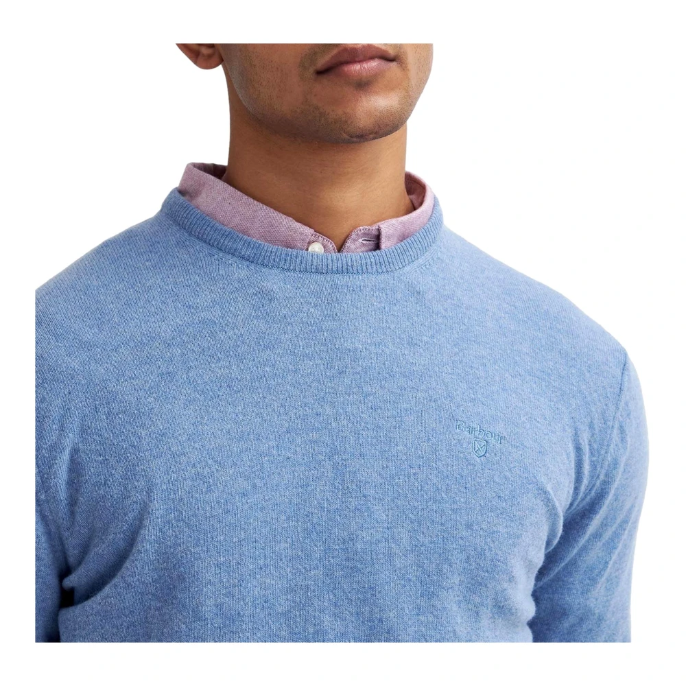 Barbour Essentiële Wol Ronde Hals Trui Hemelsblauw Blue Heren