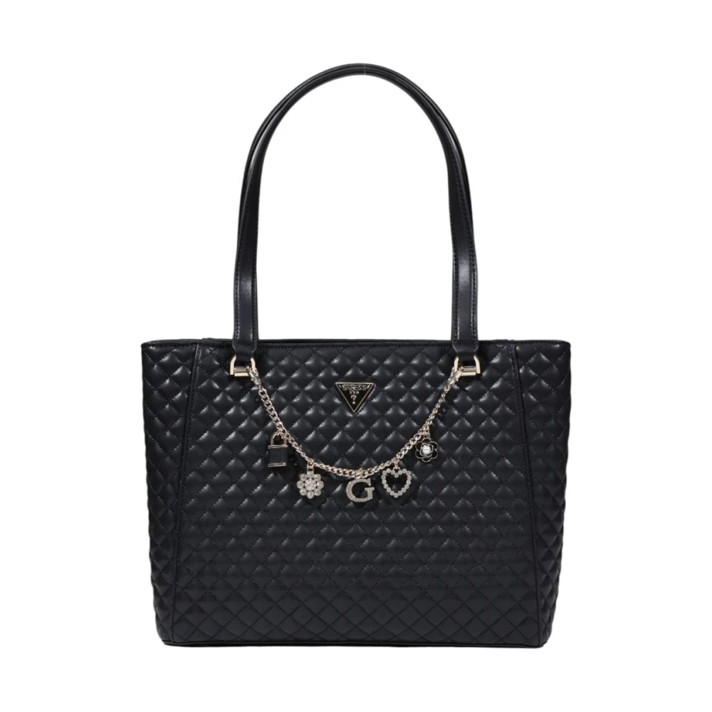 Guess Women's Black Handbag With Zip And Inside Pockets - Shopping Bags - One Size- Bags