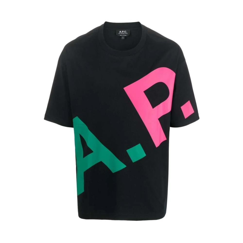 A.p.c. Logo Print Crew Neck T-shirt Black Heren