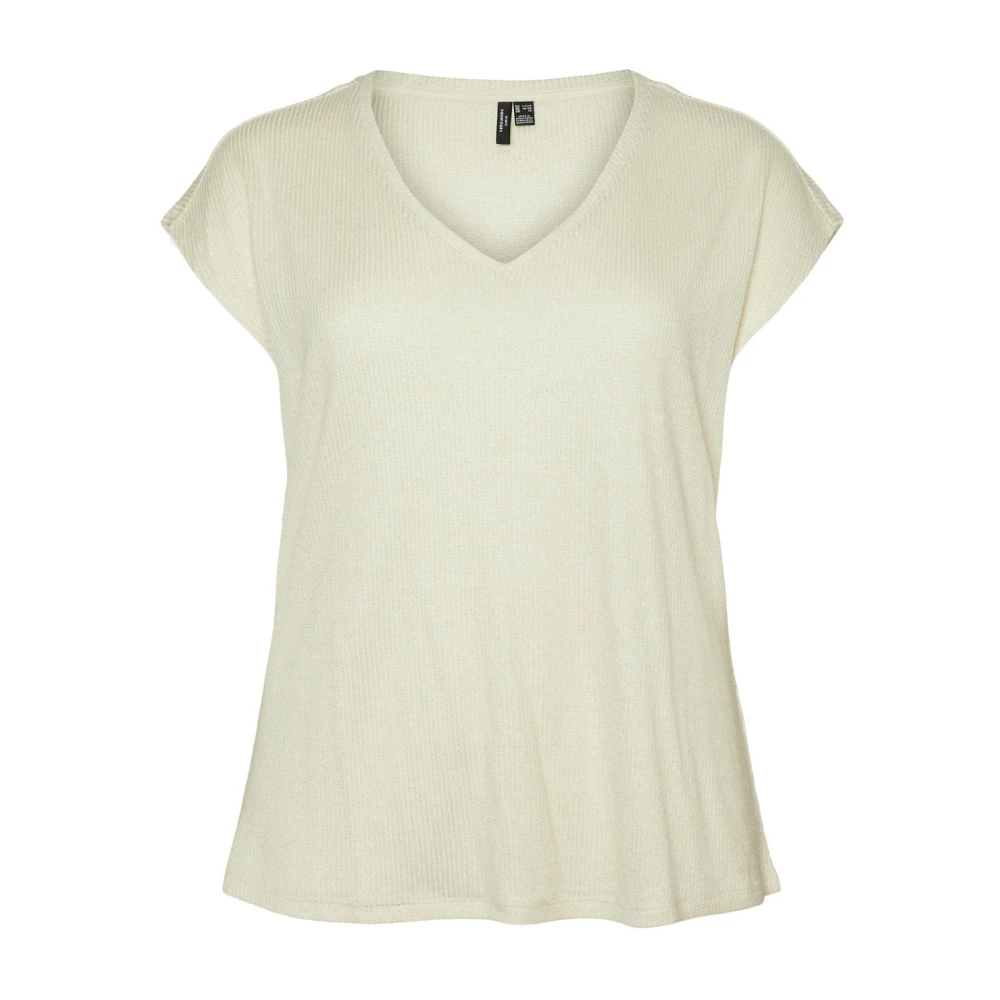 Vero Moda V-Neck Top Pristine Gold Lurex Beige Dames