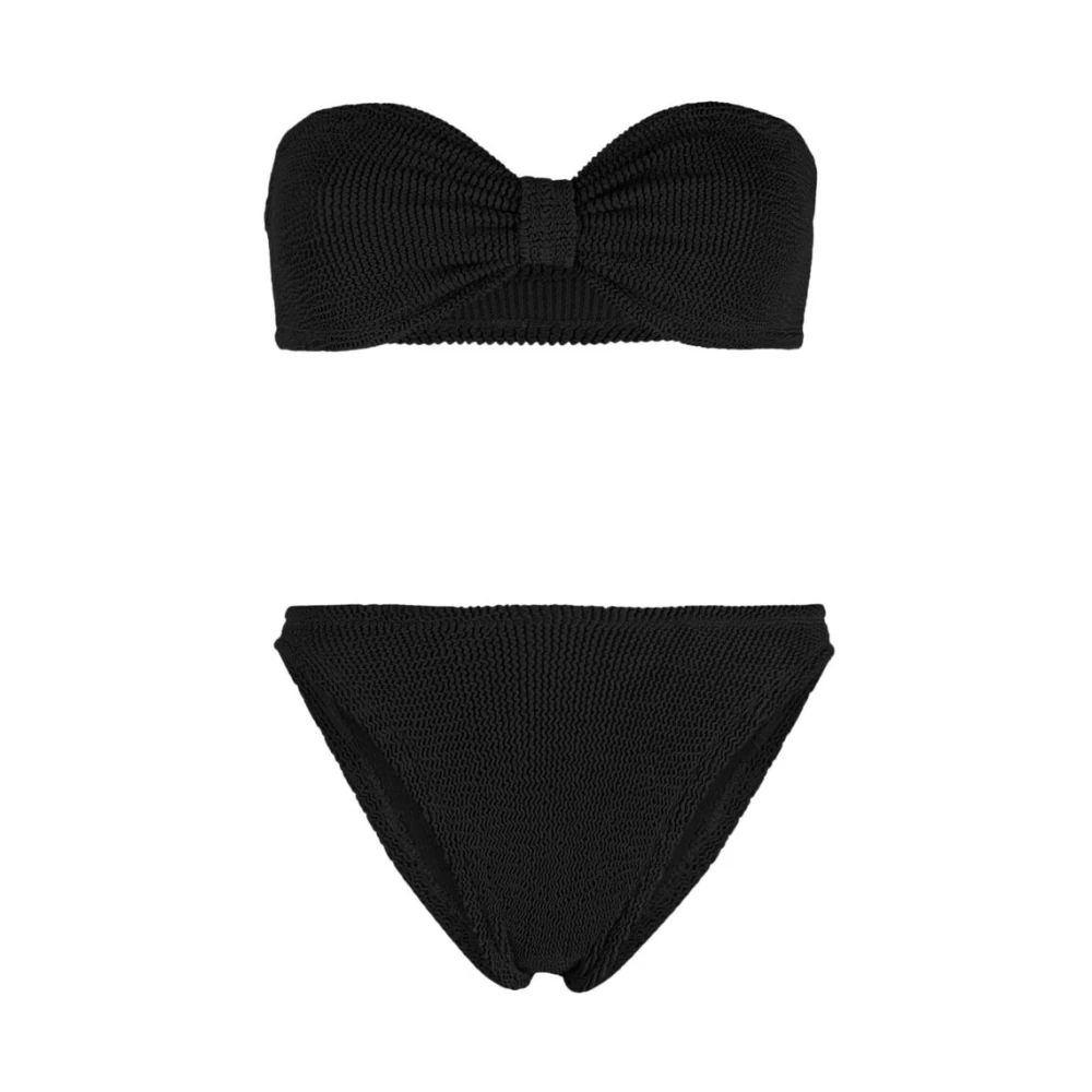Hunza G Zwart Gekreukte Strandkleding Set Black Dames