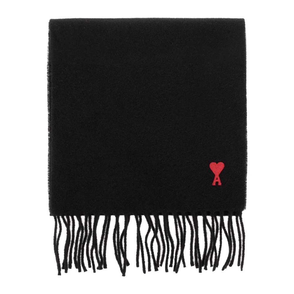 Ami Paris Wollen sjaal met logo Black Unisex