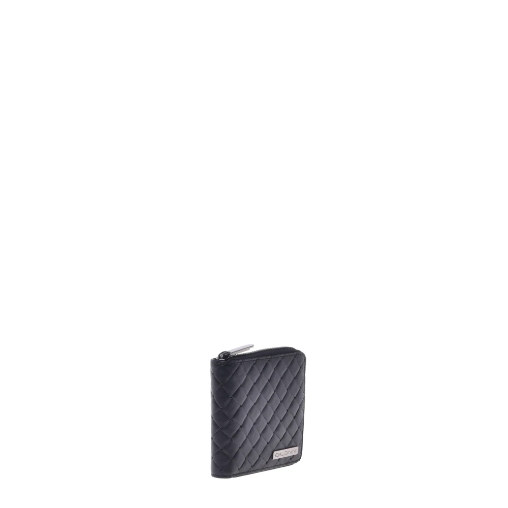 Baldinini Wallet in black woven print leather Black Heren