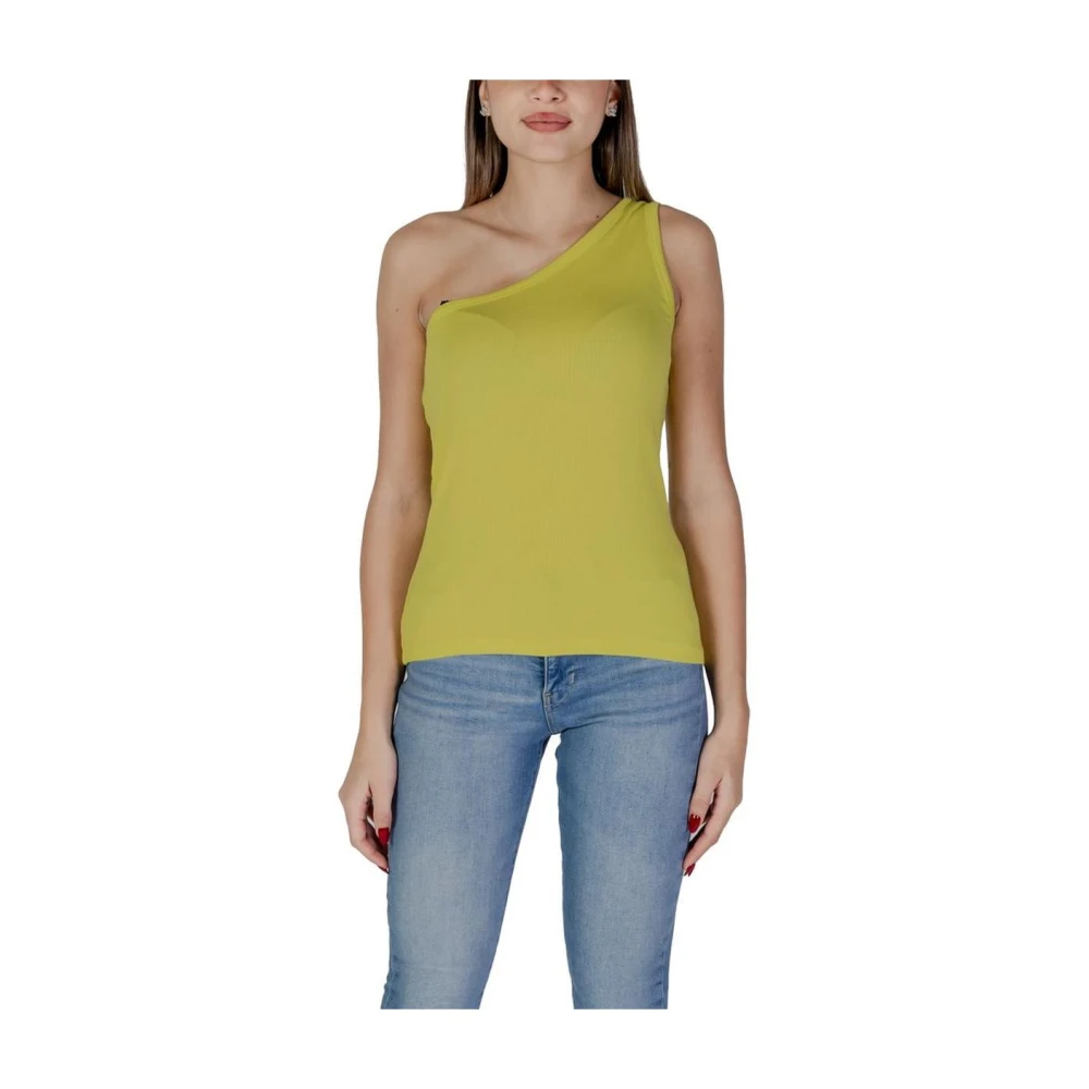 b.Young Gele Geribbelde Tanktop Yellow Dames