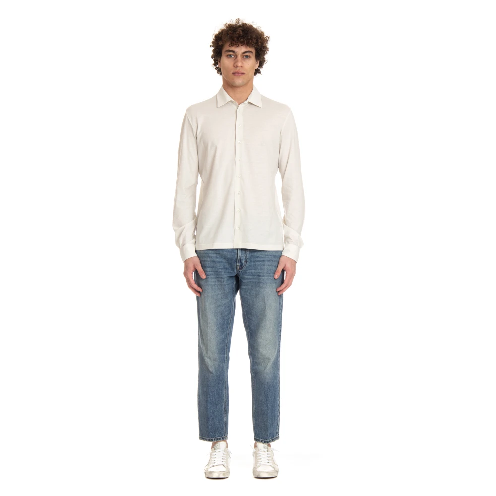Herno Katoenen Polo Shirt Lange Mouwen Stretch White Heren