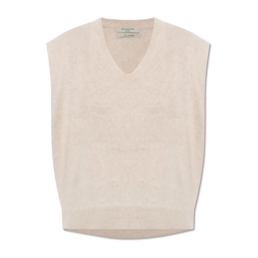 AllSaints Rebel Cashmere Vest Beige Dames