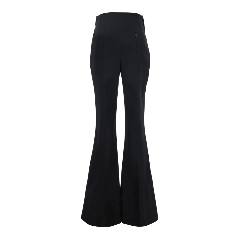 alexander mcqueen Zwarte Wollen Flare Broek met Omslagtaille Black Dames