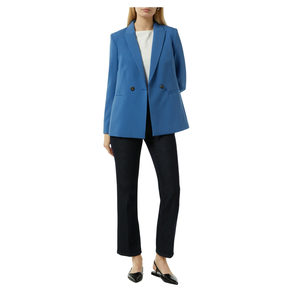 comma Lichte Twill Blazer Regular Fit Blue Dames