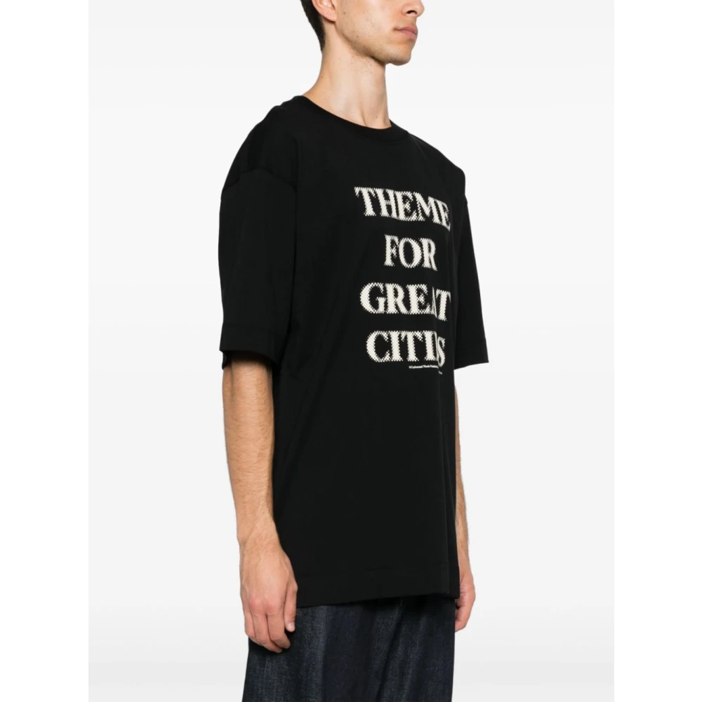 Dries Van Noten Stadsthema Boxy Katoenen T-shirt Black Heren