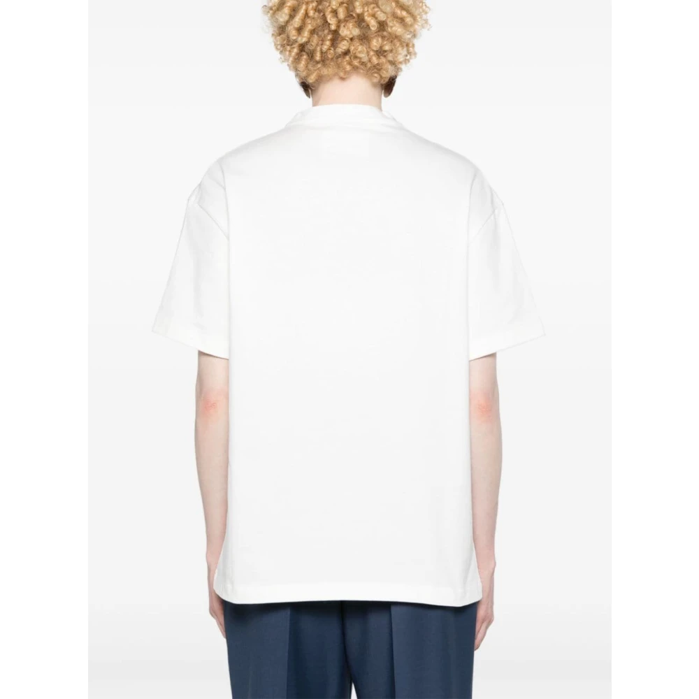 Jil Sander Witte Katoenen Jersey T-shirt met Franje Broche White Dames