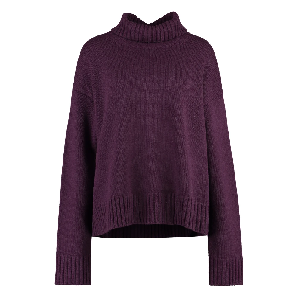 Jil Sander Geribbelde Cashmere Coltrui Purple Dames