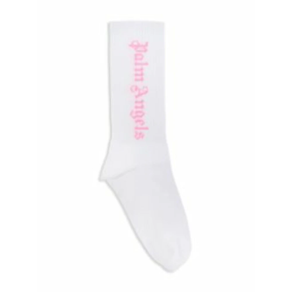 Palm Angels Barn Höga Strumpor Vit Rosa Fluo White, Flicka