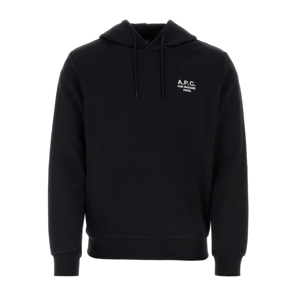 A.p.c. Men's Black Hoodies,, Classic Cotton Sweatshirt Extra Large