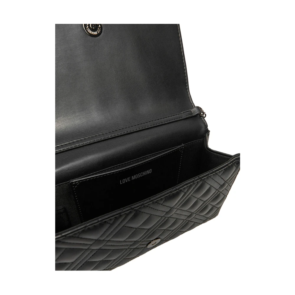 Moschino Zwarte schoudertas met gouden details Black Dames