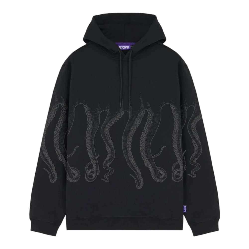 Octopus Outline Hoodie met Vlag Label Black Heren