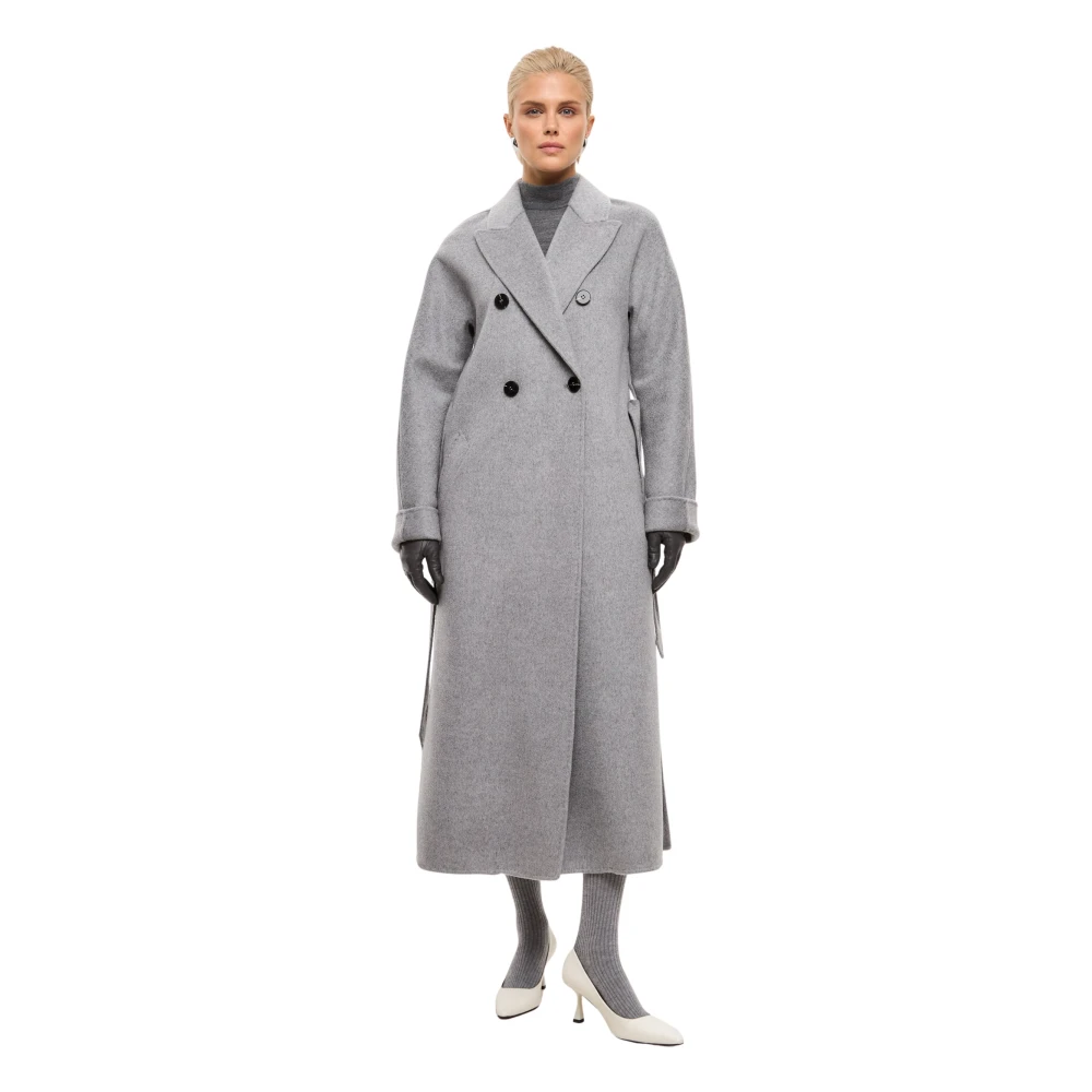 Cesare Gaspari Klassieke Luxe Lange Jas Rosie Grijs Gray Dames