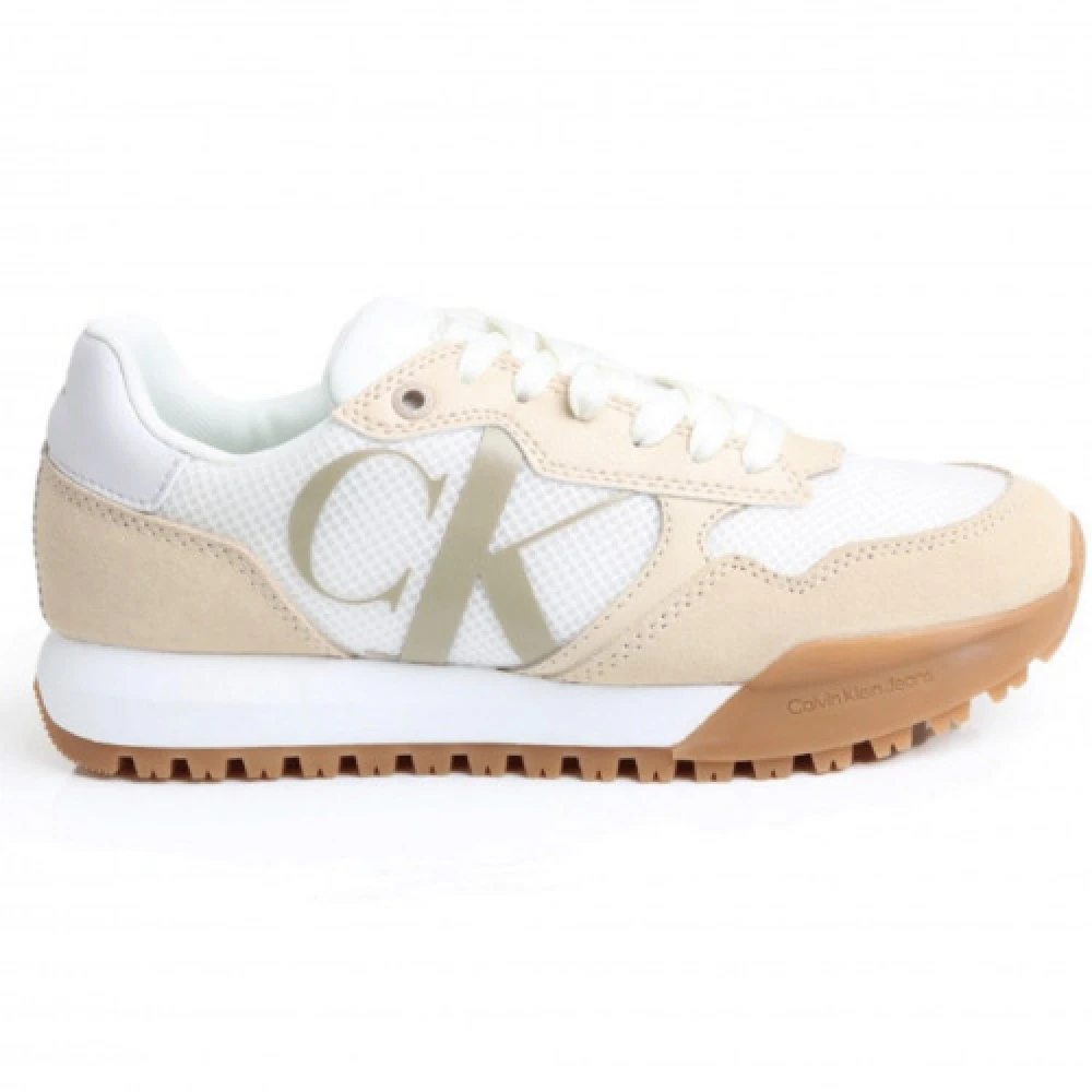 Calvin Klein Men's Beige Retro Running Sneakers
